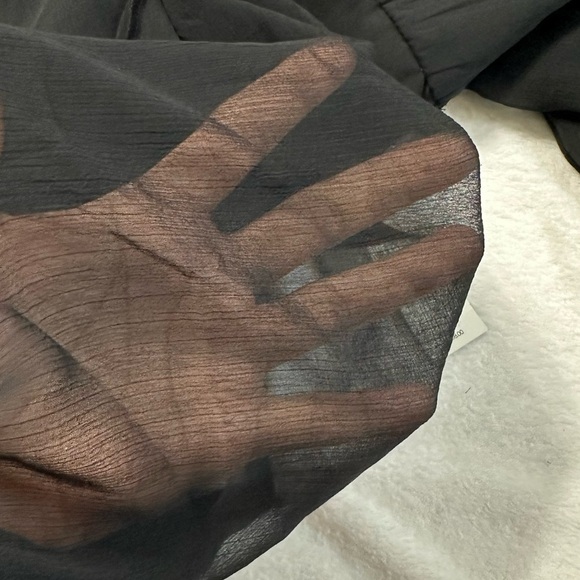 NWT Express Black Mock Neck Long Sleeve Pleated Waist Tiered Ruffle Mini  Dress - Picture 16 of 16